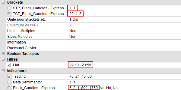 Paramètrage des ordres bracket.